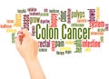 Colon Cancer word cloud hand writing concept