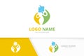 Colon and family logo combination. Unique digestion and team logotype design template.