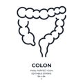 Colon or large intestine editable stroke outline icon isolated on white background flat vector illustration. Pixel perfect. 64 x