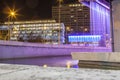 Colon Square from Fernan Gomez art centre fountain at night