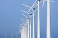 Colonade of windmills, facing the sky