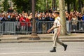 Colonel in Military parade (Defile) during the ceremonial of french national day, Champs Elysee ave Royalty Free Stock Photo