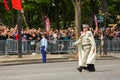 Colonel in Military parade (Defile) during the ceremonial of french national day, Champs Elysee ave Royalty Free Stock Photo