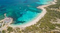 Colonia Sant Jordi, Mallorca Spain. Amazing drone aerial landscape of the charming Estanys beach Royalty Free Stock Photo