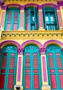 Colonial Architecture Style Shophouses in Singapore Chinatown Royalty Free Stock Photo