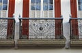 Colonial balconies detail on facade in Sao Joao del Rei, Brazil