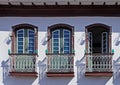 Colonial balconies on facade in historical city of Diamantina Royalty Free Stock Photo