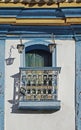 Colonial balcony on church facade in Diamantina, Brazil Royalty Free Stock Photo