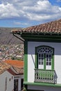 Colonial balcony on facade in historical city of Diamantina Royalty Free Stock Photo