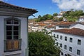 Colonial balcony on facade in Ouro Preto, Brazil Royalty Free Stock Photo