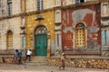 Colonial building of colorful mosque in porto novo, benin Royalty Free Stock Photo