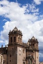 Colonial building in Peruvian Andes. Cathedral and main square in Cusco. Royalty Free Stock Photo