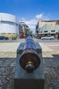 Colonial cannon at the entrance of the Conde gate in the colonial zone of Santo Domingo