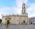 Colonial church in Old Havana plaza Royalty Free Stock Photo