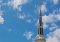 Colonial church steeple against blue sky Royalty Free Stock Photo