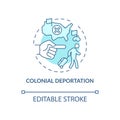 Colonial deportation blue concept icon