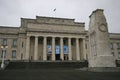 Neo-classical stone Memorial War Museum with main entry on grand stairs and historic WW1 and WW2 cenotaph in Auckland, New Zealand Royalty Free Stock Photo