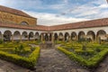 Colonial garden with a well in an old monastery