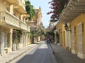 Colonial houses on street in Cartagena de Indias, Colombia