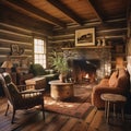 Colonial log cabin living room