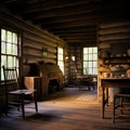 Colonial log home living room