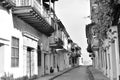 Colonial Street in Black and Withe Royalty Free Stock Photo