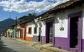 Colonial street with colorful houses. San Cristobal de las Casas.