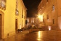 Colonial streets at night in the capital city of the state of Zacatecas in Mexico, silver mining center with buildings built with Royalty Free Stock Photo