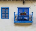 Colonial style blue balcony and window. Royalty Free Stock Photo