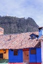 Colonial style houses. La Candelaria, Bogota. Blue house in the spanish colonial neighborhood of La Candelaria, Bogota, Colombia Royalty Free Stock Photo