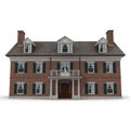 Colonial style reproduction home exterior on white. Front view. 3D illustration Royalty Free Stock Photo