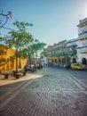 Colonial Style Street in Cartagena Colombia Royalty Free Stock Photo