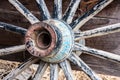 Colonial Wagon Wheel with Peeling Paint Royalty Free Stock Photo