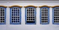 Colonial windows in historical center, Sao Joao del Rei, Brazil Royalty Free Stock Photo