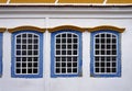 Colonial windows in historical center, Sao Joao del Rei, Brazil Royalty Free Stock Photo