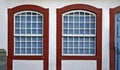 Colonial windows at historical center in Sao Joao del Rei, Brazil Royalty Free Stock Photo