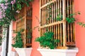 Colonial windows with plants in Cartagena, Colombia