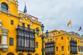Colonial yellow building, Lima, Peru Royalty Free Stock Photo
