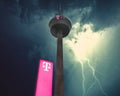 Colonius TV Radio Tower in Cologne in a Lightning Storm