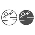 Colonized planet line and glyph icon. Colony vector illustration isolated on white. Planet outline style design