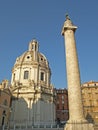 Beautiful architecture of Colonna Traiana & Chiesa, Rome Italy 