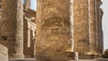 Colonnade in the ancient Egyptian Karnak Temple of Luxor. Royalty Free Stock Photo