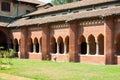 Colonnade with arches of the courtyard inside the Chiaravalle monastery Royalty Free Stock Photo