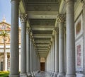 Colonnade inside Saint Paul Basilica in Rome Royalty Free Stock Photo