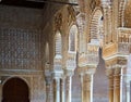 Colonnade of Courtyard of the Lions in Alhambra