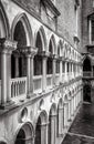 Colonnade of the Doge`s Palace courtyard, Venice, Italy Royalty Free Stock Photo