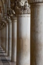 The colonnade at Doge`s Palace in Venice, Italy Royalty Free Stock Photo