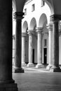 Colonnade of the external courtyard of the Palazzo Ducale in the italian city of Genoa, Italy Royalty Free Stock Photo