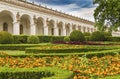 Colonnade in the flower garden Royalty Free Stock Photo