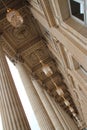 colonnade in front the facade of an old mansion (hotel de la marine) in paris (france)